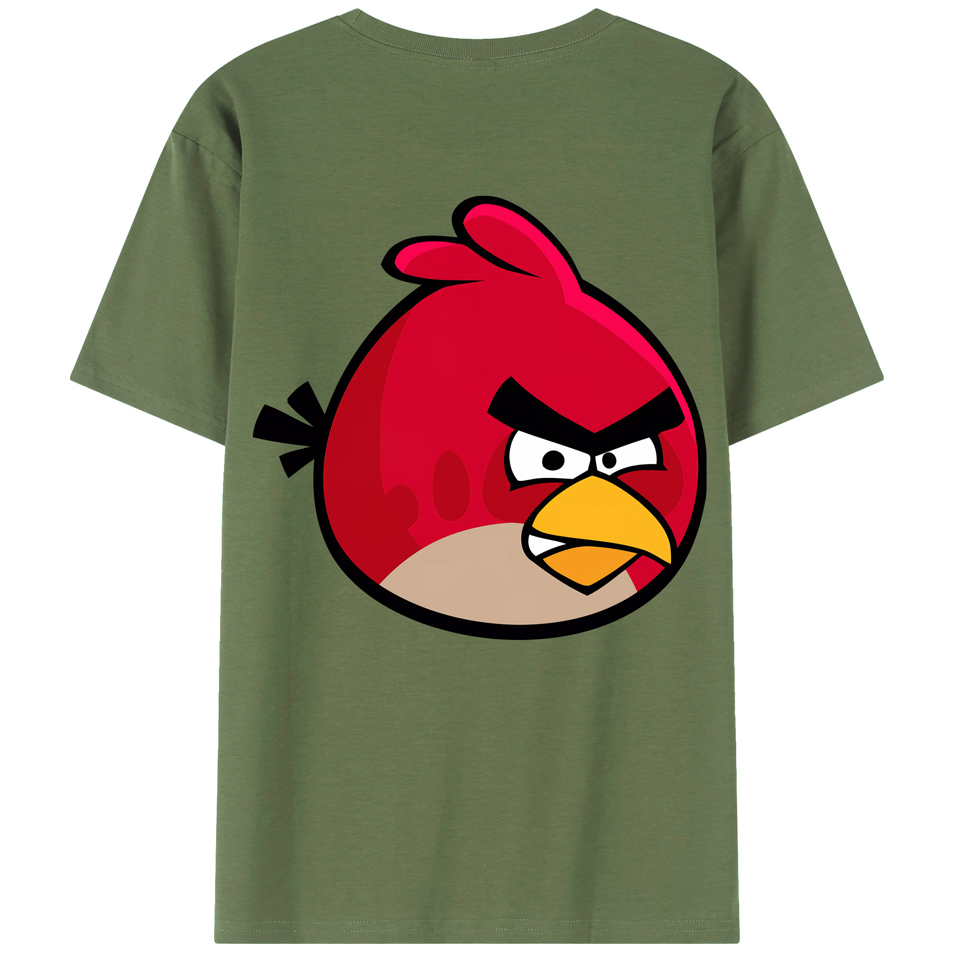 （画像用） Angry Birds アングリーバード 綿100％ メンズ半袖Tシャツ（バックプリント） 通気性